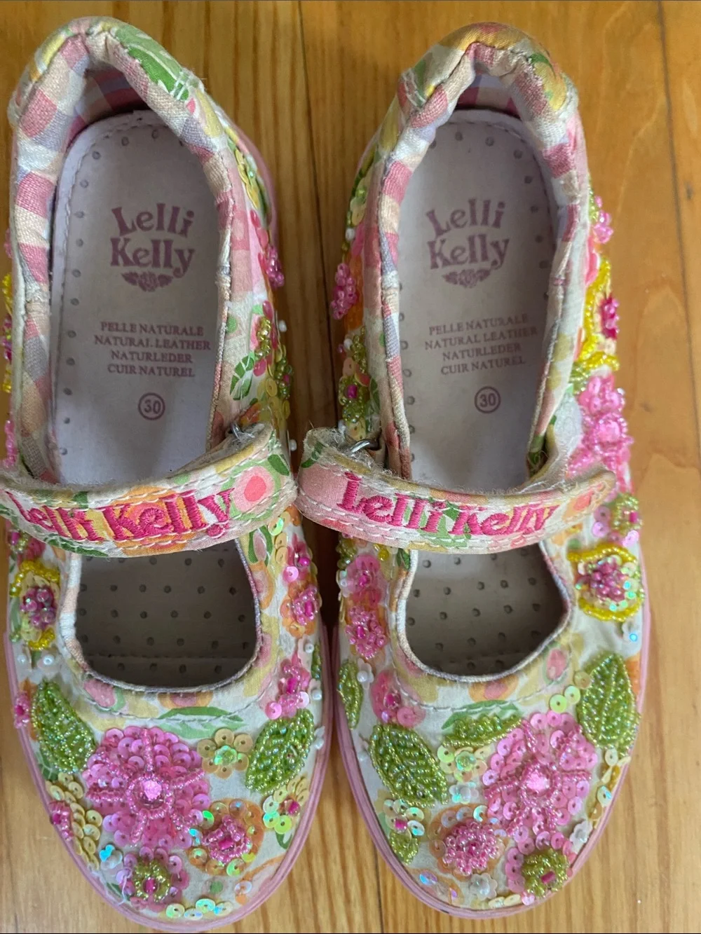 Lelli Kelly Pink Floral Sequin Mary Janes